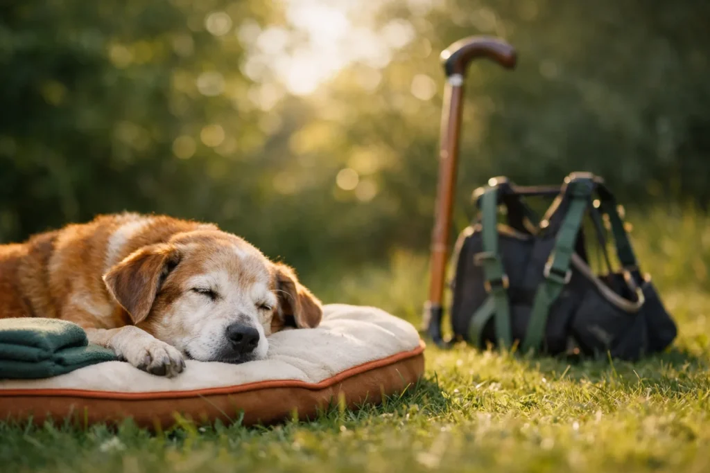 Un vieux chien change d&rsquo;abord de sommeil, ensuite de démarche